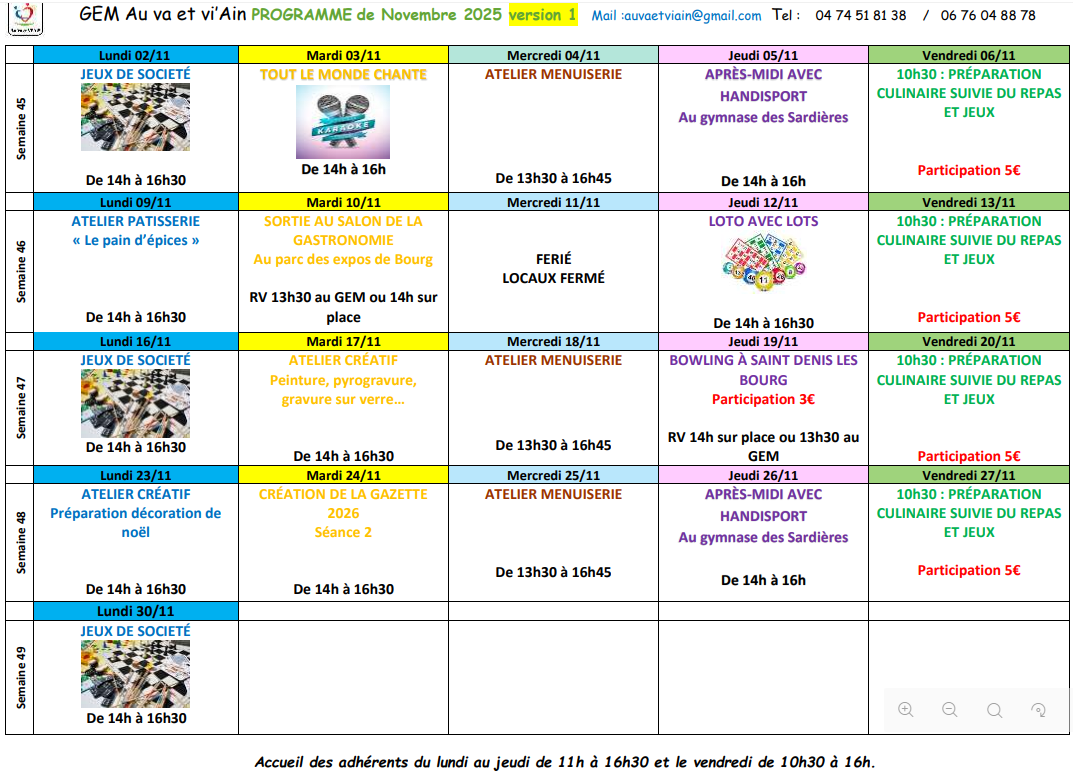 Planning novembre 2026